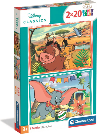 CLEMENTONI Puzzle Pohádky Lví král a Dumbo 2x20 dílků