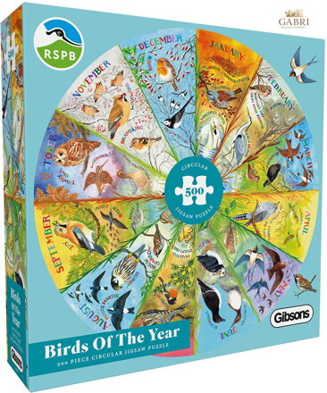 GIBSONS Kulaté puzzle RSPB: Ptáci roku 500 dílků