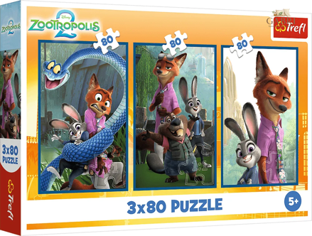TREFL Puzzle Zootropolis 2: Vyšetřování zvířat 3x80 dílků