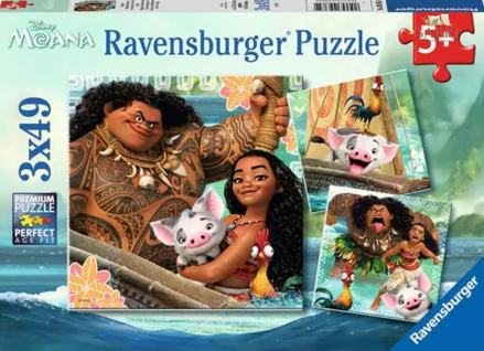 RAVENSBURGER Puzzle Odvážná Vaiana: Zrozena k cestování 3x49 dílků