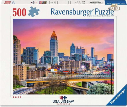 RAVENSBURGER Puzzle USA Jigsaw Nationals: Panorama Atlanty za soumraku 500 dílků