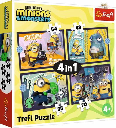TREFL Puzzle Mimoni a monstra 4v1 (35,48,54,70 dílků)