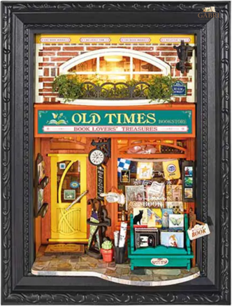 ROBOTIME Rolife DIY 3D dřevěné puzzle Knihkupectví Old Times s LED osvětlením 157 dílků