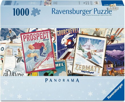 RAVENSBURGER Panoramatické puzzle Staré lyžařské plakáty 1000 dílků