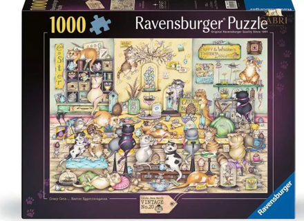 RAVENSBURGER Puzzle Vintage Crazy Cats č.20: Velikonoční show 1000 dílků