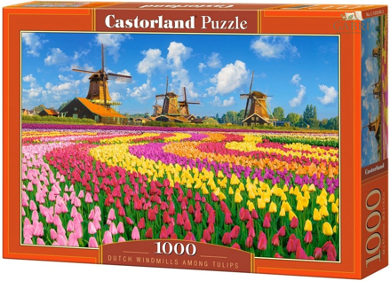 CASTORLAND Puzzle Holandské mlýny mezi tulipány 1000 dílků