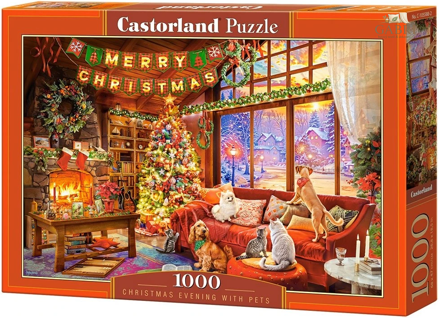 CASTORLAND Puzzle Štědrý večer s domácími mazlíčky 1000 dílků