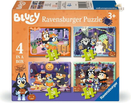 RAVENSBURGER Puzzle Bluey Halloween 4v1 (12, 16, 20, 24 dílků)