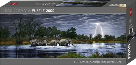 HEYE Panoramatické puzzle Sloní stádo (Botswana) 2000 dílků