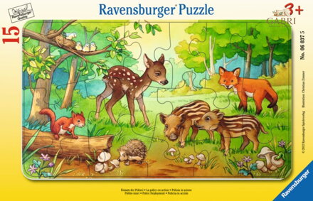 RAVENSBURGER Puzzle Lesní mláďátka 15 dílků