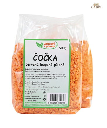 Čočka červená loupaná půlená 500g ZP 2914