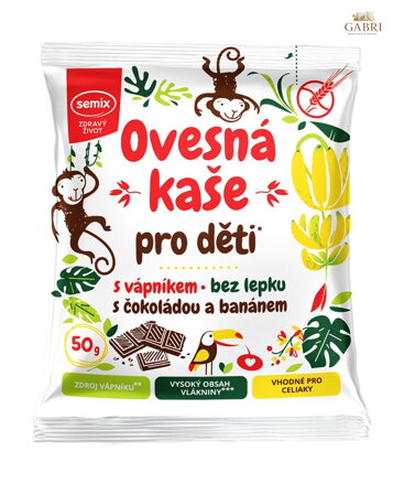 Kaše ovesná pro děti s čokoládou a banánem 50g Semix bez lepku 739
