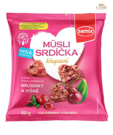 Müsli srdíčka s brusinkou a višní 50g Semix  5029