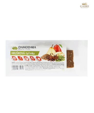 Tyčinka ovocná hrušková s badyánem 50g Damodara bez lepku 6335