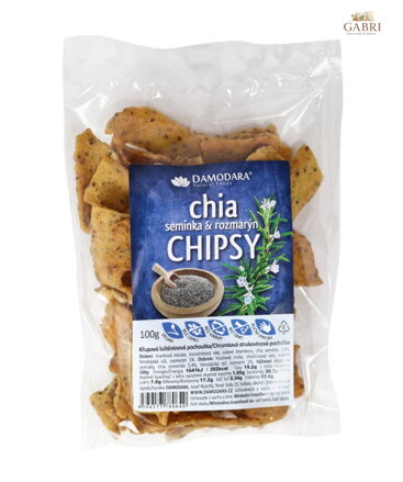 Chipsy chia s rozmarýnem 100g Damodara bez lepku 6313
