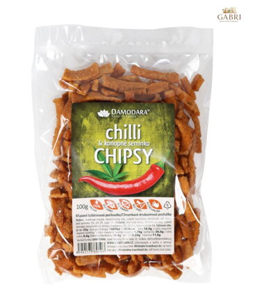 Chipsy chilli s konopným semínkem 100g Damodara bez lepku 6314