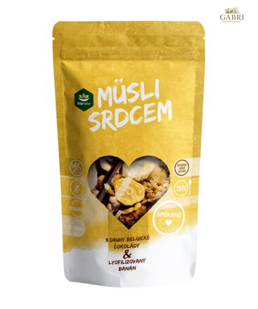 Müsli srdcem spékané 3 druhy čokolády banán 250g Topnatur bez lepku 1577