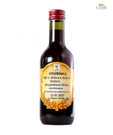 Šťáva brusinková 100% 250ml Cvrček 3166