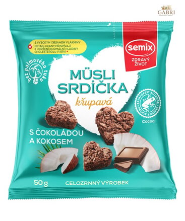 Müsli srdíčka s čokoládou a  kokosem 50g Semix 2511
