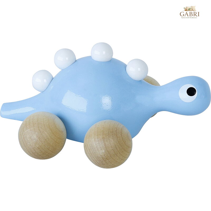 Vilac Dřevěný dinosaurus na kolečkách modrý
