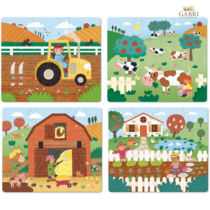 Vilac Dřevěné puzzle Farma 4 v 1
