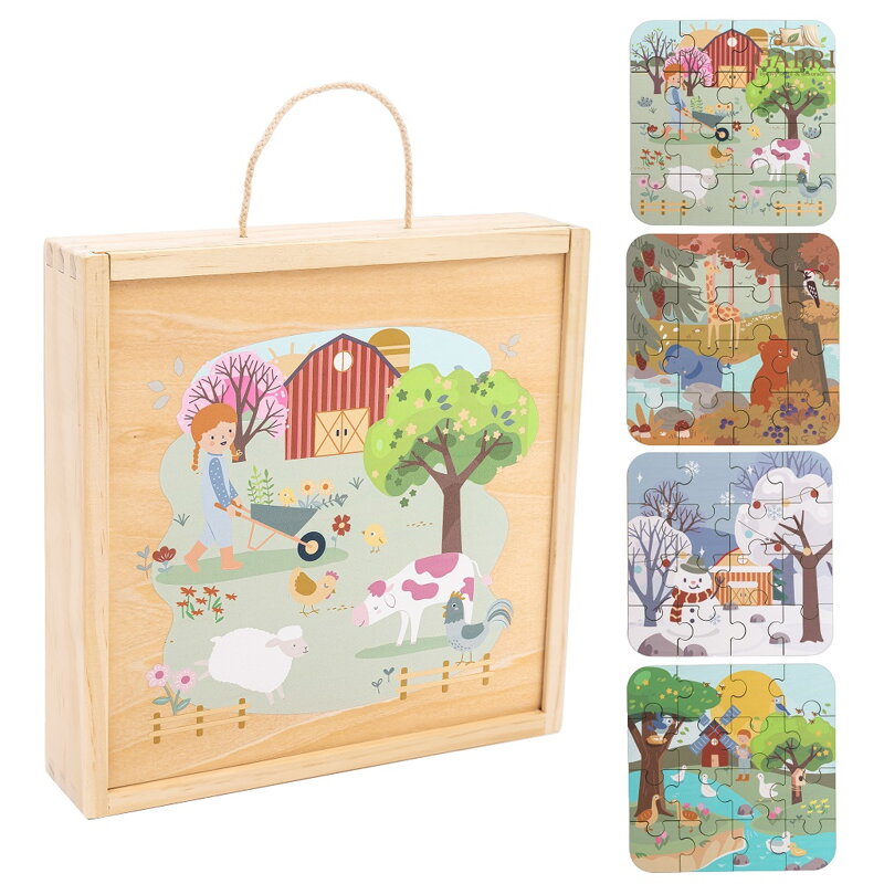 2Kids Toys Puzzle v dřevěné krabici Čtyři roční období