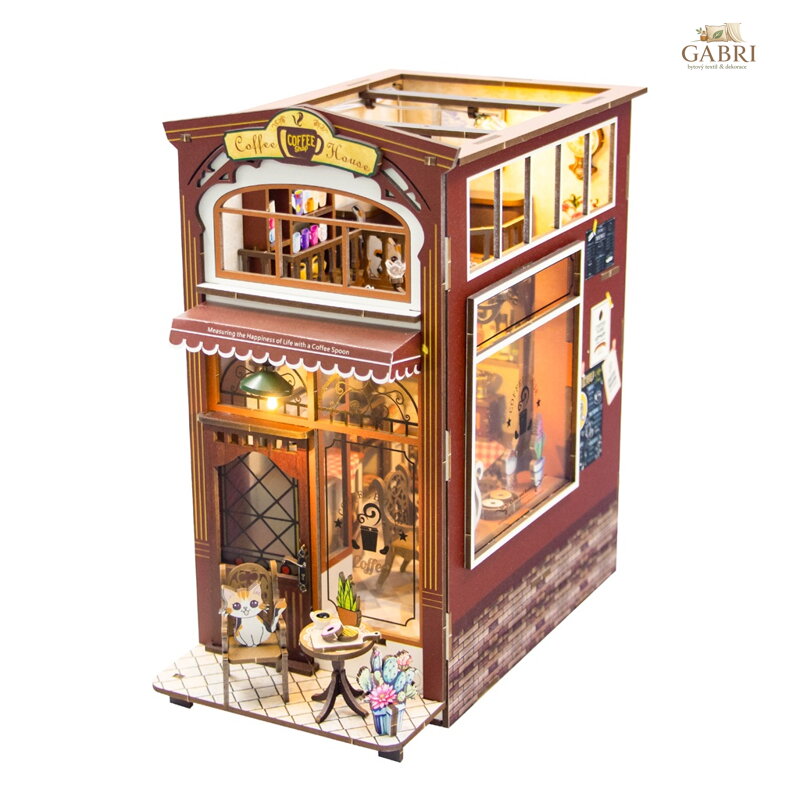 2Kids Toys 3D skládačka Zarážka na knihy Miniatura domečku Kavárna