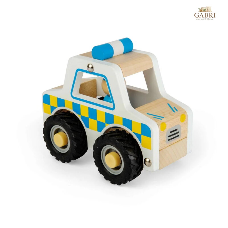 Bigjigs Toys Dřevěné mini policejní auto