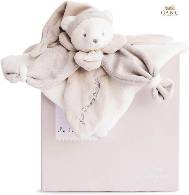 Doudou Dárková sada - plyšový muchláček béžový medvídek 24 cm - poškozený obal