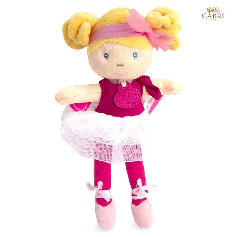 Doudou Jolijou Panenka mini baletka "Les Tutus" 23 cm tmavě růžové šaty