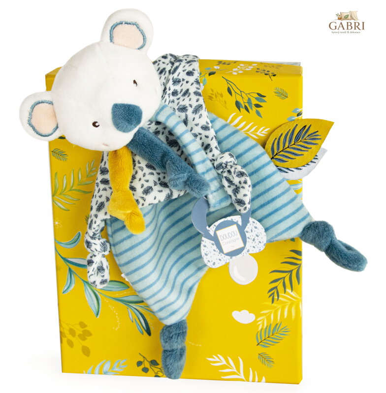 Doudou Dárková sada - Hračka s úchytem na dudlík koala Yoca 20 cm - poškozený obal