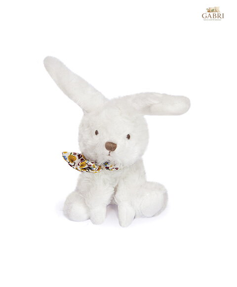 Doudou Plyšový králíček s šátkem 12 cm žlutá s kytičkami