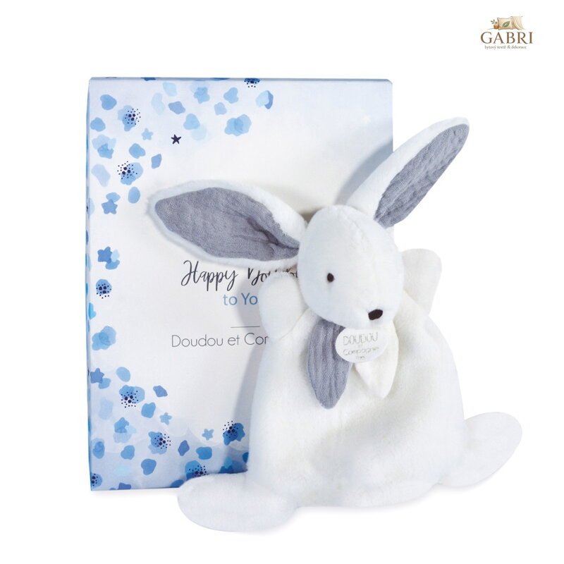 Doudou Dárková krabička modrá -  mini  králíček 17 cm