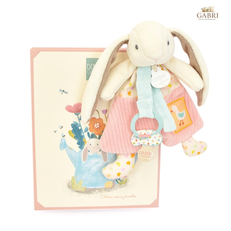 Doudou Dárková sada Hračka s úchytem na dudlík Králíček Ciboulette 19 cm