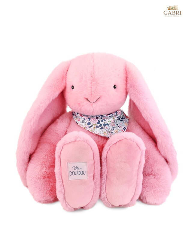 Doudou Plyšový králík XXL s šátkem růžový 50 cm