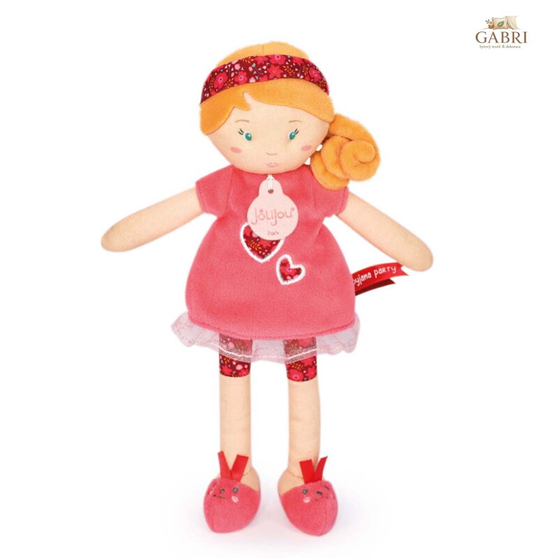 Doudou Jolijou Panenka LES PIPELLETTES 25 cm 1 ks červená