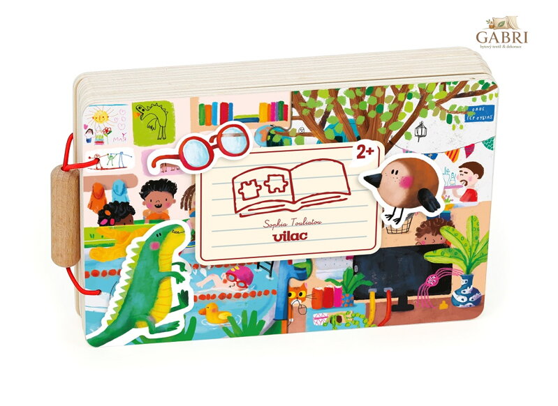 Vilac Dřevěná knížka s puzzle Aktivity