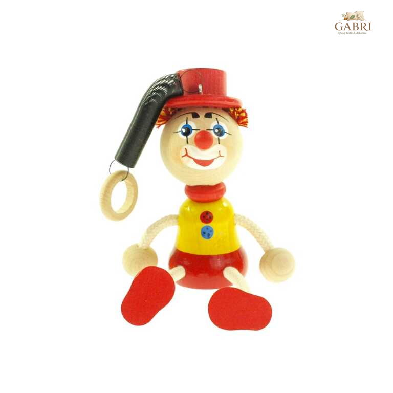 Klaun s kloboukem na pružině