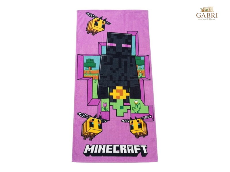 Osuška Minecraft Enderman a včelky 70x140 cm