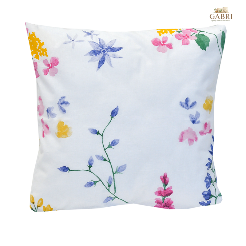 Povlak na polštář bavlněný Stanex flora bílá (LS211), 40 x 40 cm, Knoflíkové