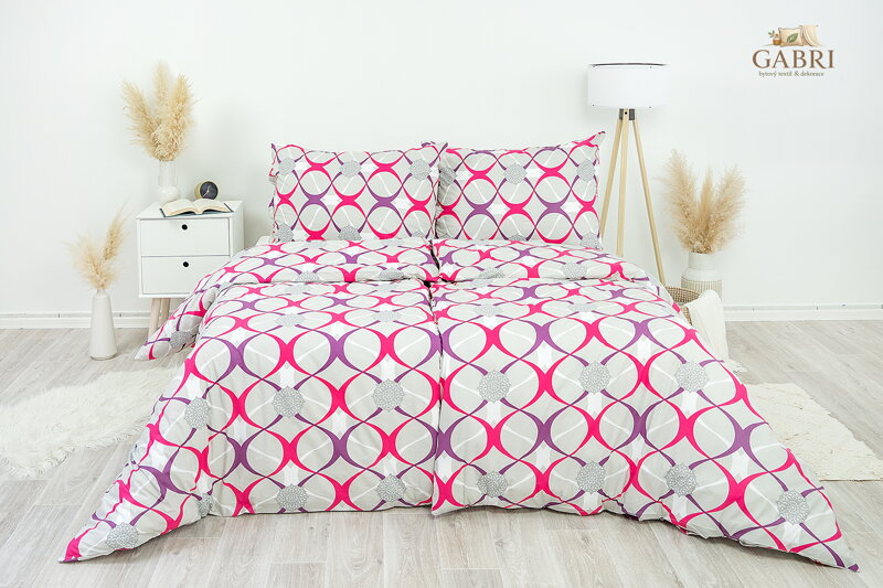 Ložní povlečení krepové Stanex elipsy šedé (LS231), 140 x 220 + 90 x 70, Knoflíkové