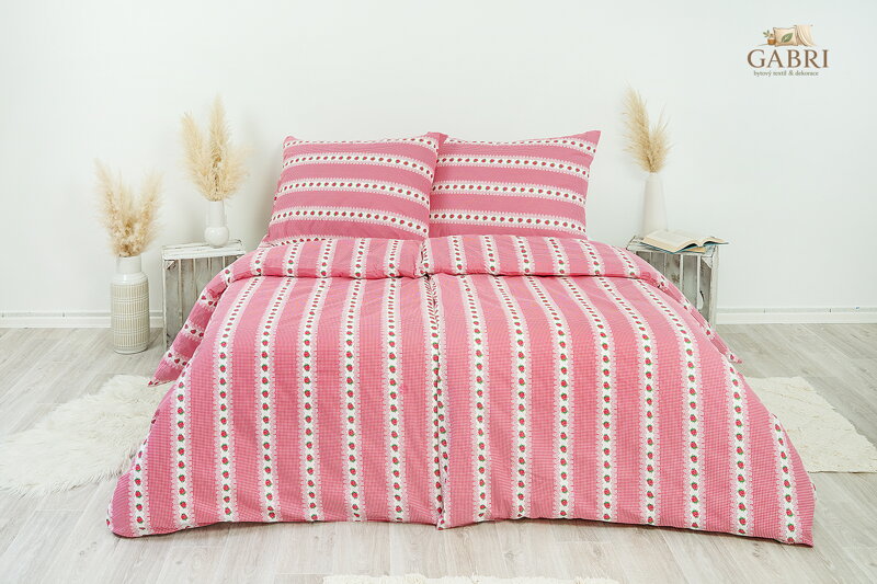 Ložní povlečení krepové Stanex Barunka malinová (LS174), 140 x 220 + 90 x 70, Knoflíkové