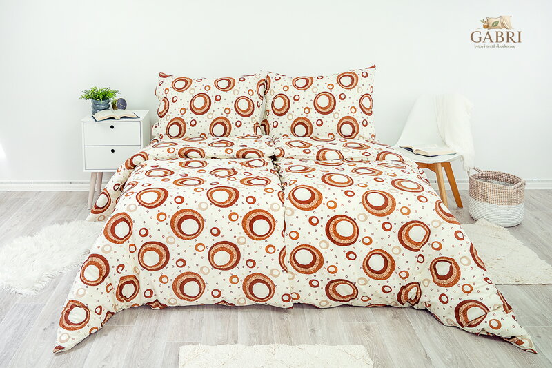 Ložní povlečení bavlněné Stanex kola hnědá (LS12), 140 x 200 + 90 x 70, Knoflíkové