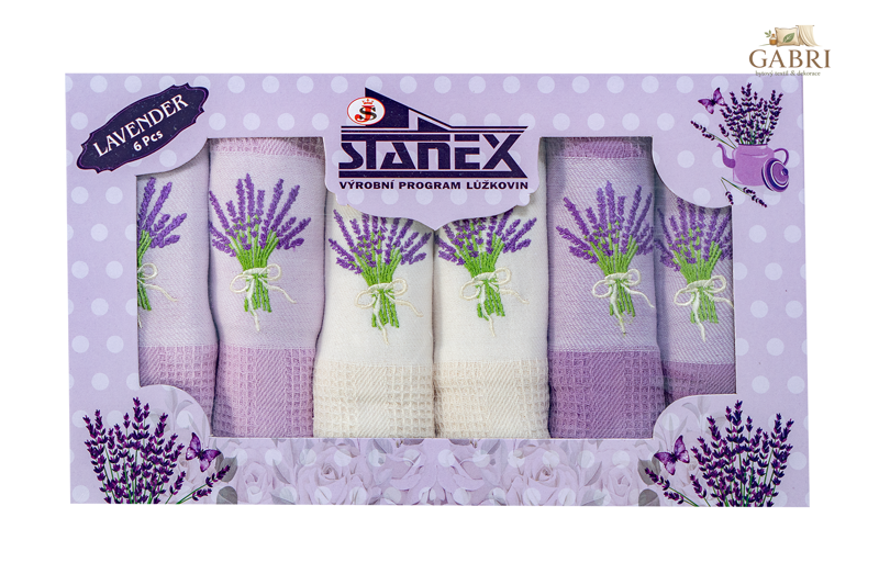 Levander dárkový set Stanex - vaflové utěrky 6ks 50 x 70 cm