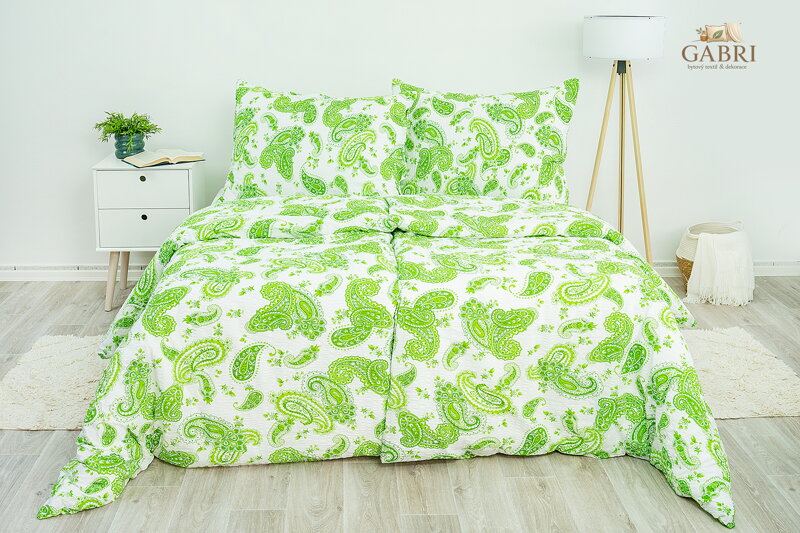 Ložní povlečení krepové Stanex green (LS209), 140 x 200 + 90 x 70, Knoflíkové