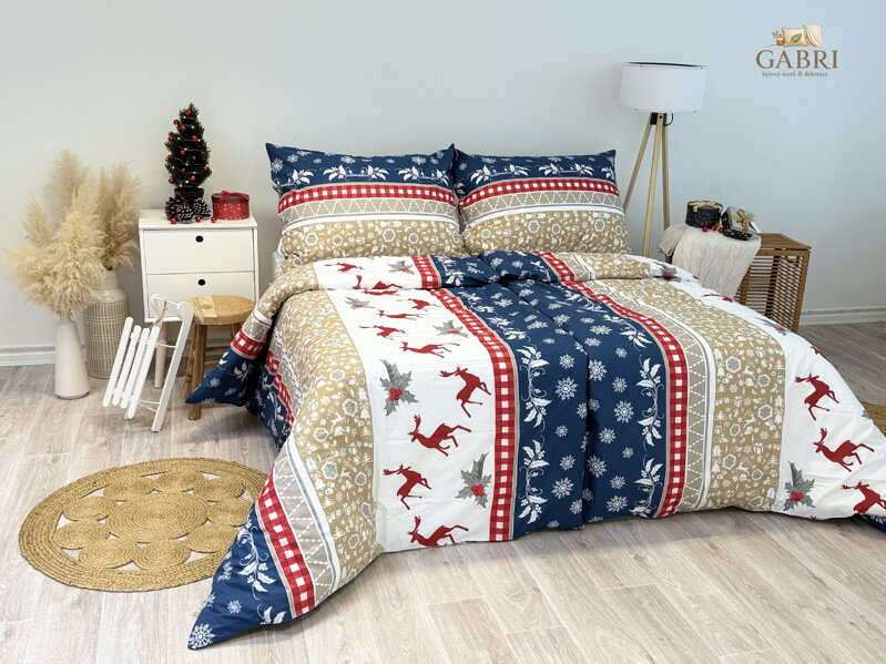 Ložní povlečení krepové Stanex soby (LS258), 140 x 200 + 90 x 70, Knoflíkové