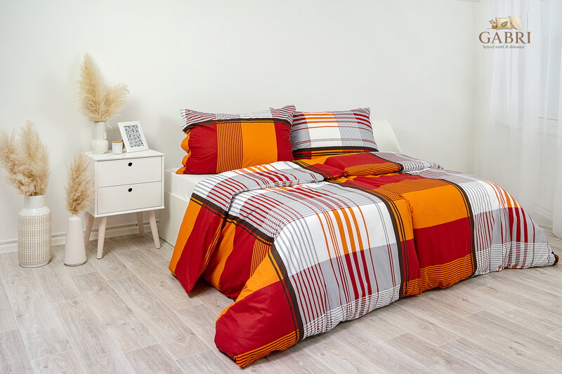 Ložní povlečení krepové Stanex Sofie oranžová (LS279), 140 x 200 + 90 x 70, Knoflíkové