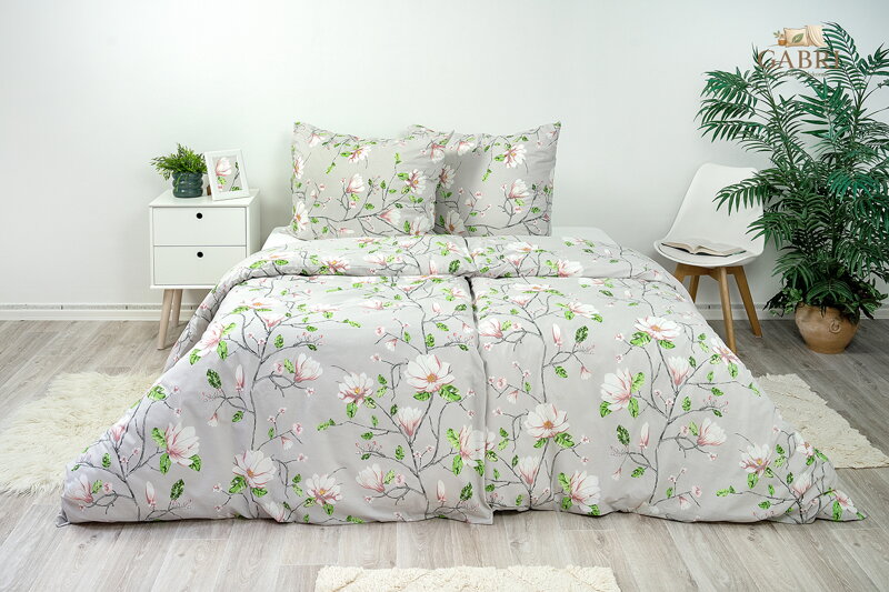 Ložní povlečení bavlněné Stanex magnolie (LS293), 140 x 200 + 90 x 70, Knoflíkové