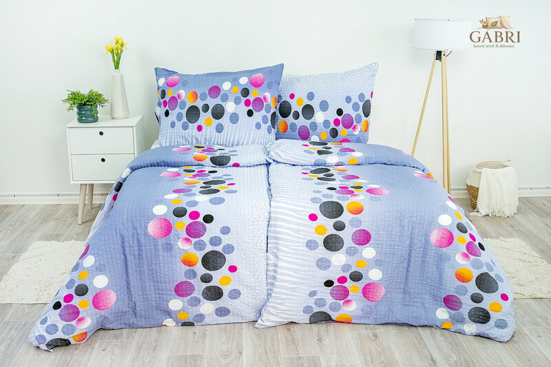 Ložní povlečení krepové Stanex puntíky barevné (LS30), 140 x 200 + 90 x 70, Knoflíkové