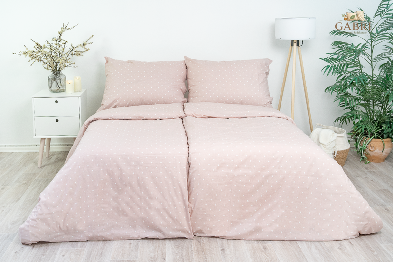 Ložní povlečení bavlněné Stanex růžový puntík (LS373), 140 x 200 + 90 x 70, Knoflíkové